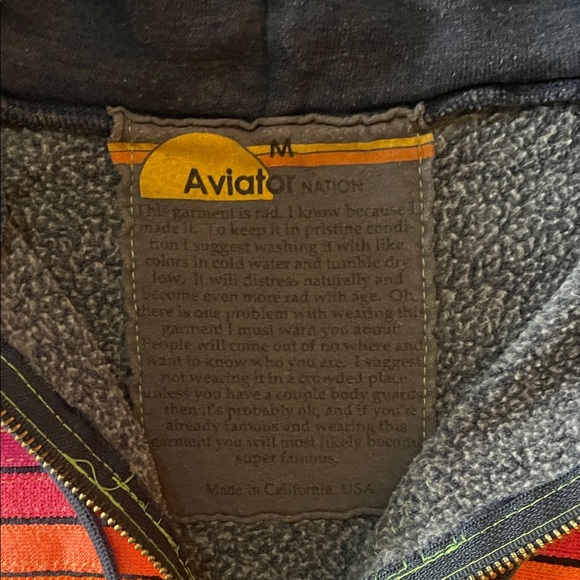 Aviator Nation 5 Stripe Navy Hoodie- M - Picture 4 of 11